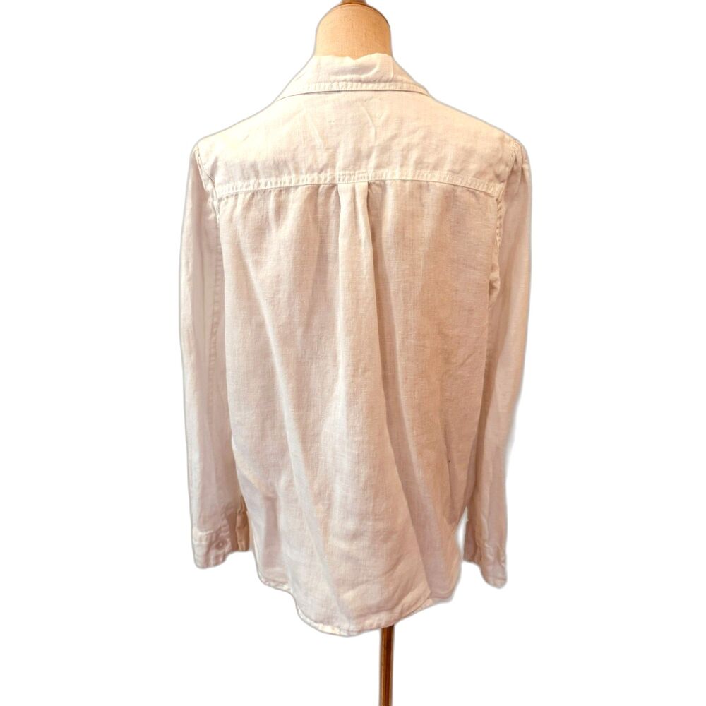 Michael Stars M White Linen Shirt Jacket Utility Button Front Pockets WWTT01
